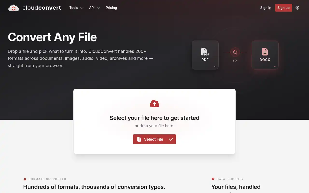 CloudConvert Landing Page