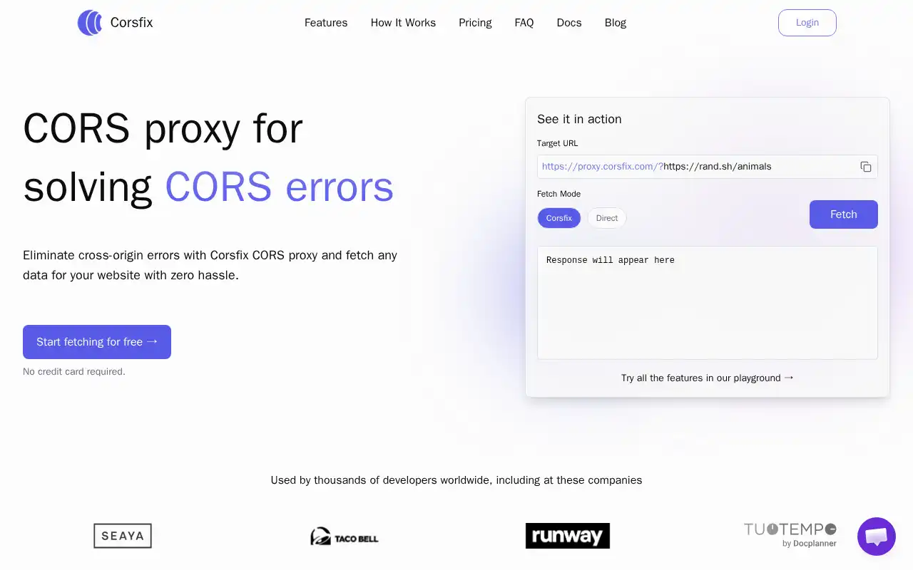 Corsfix Landing Page