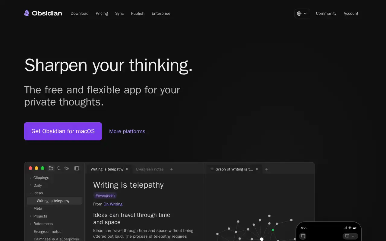 Obsidian Landing Page