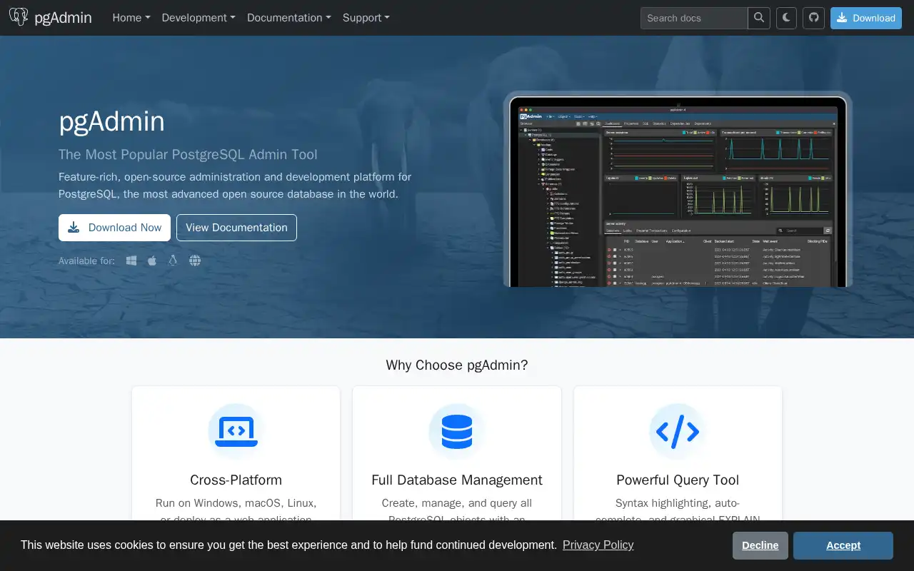 pgAdmin Landing Page