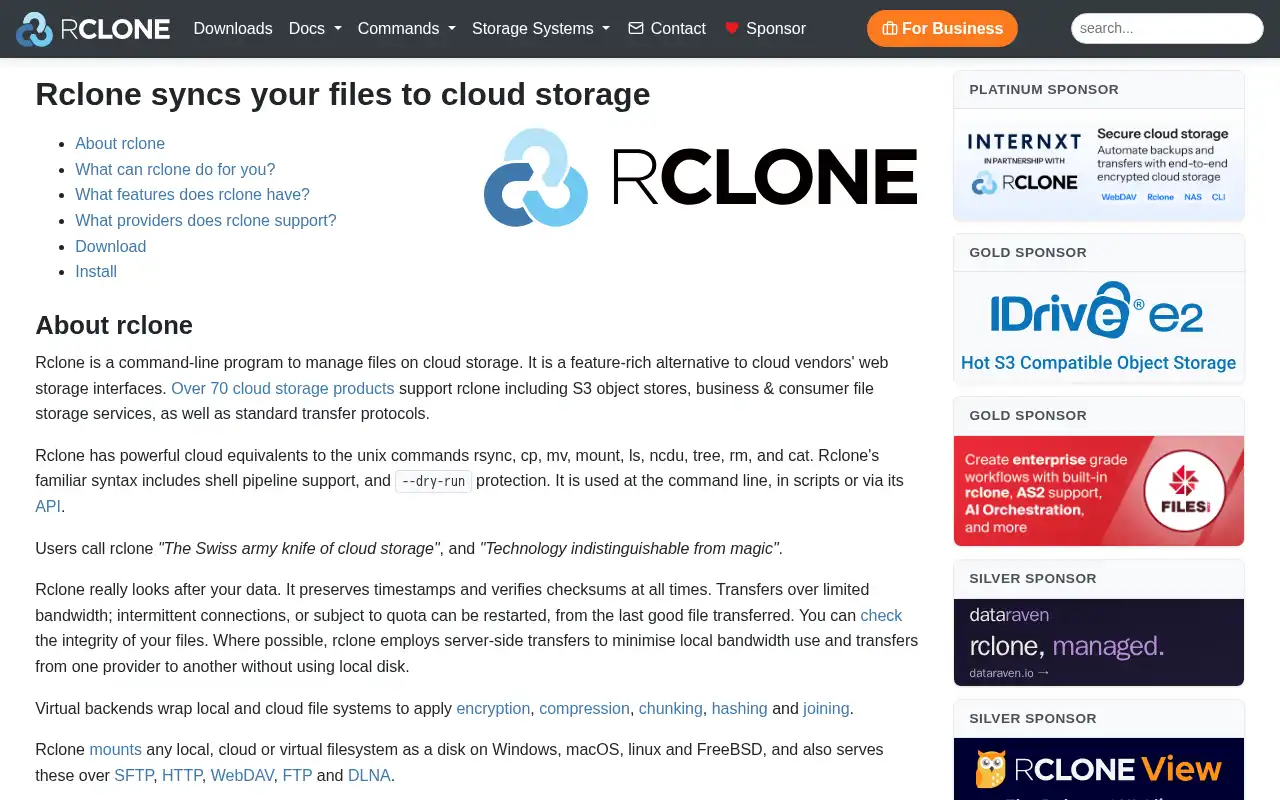 Rclone Landing Page
